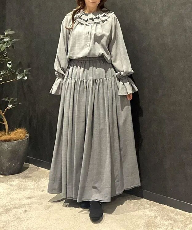 #Newans 【LEE掲載アイテム】【前後着用可能】ビッグカラー２WAYブラウス グレー