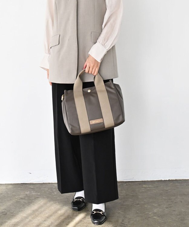 Hekhèr Le Style de Vie 新色追加【日本製 / 2WAY】PUコートコットンキャンバス トートバッグ medium グレージュ