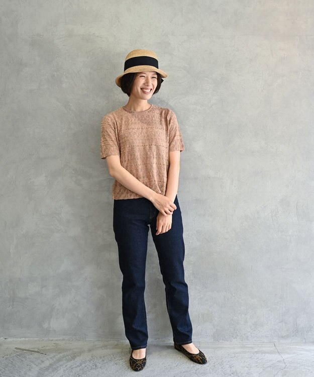 muuc 〈高品質シルク100%〉透かしレース編み 半袖プルオーバー ブロンド