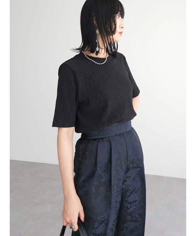 Green Parks BEST PRICE  ５分袖プリーツ加工プルオーバー Black