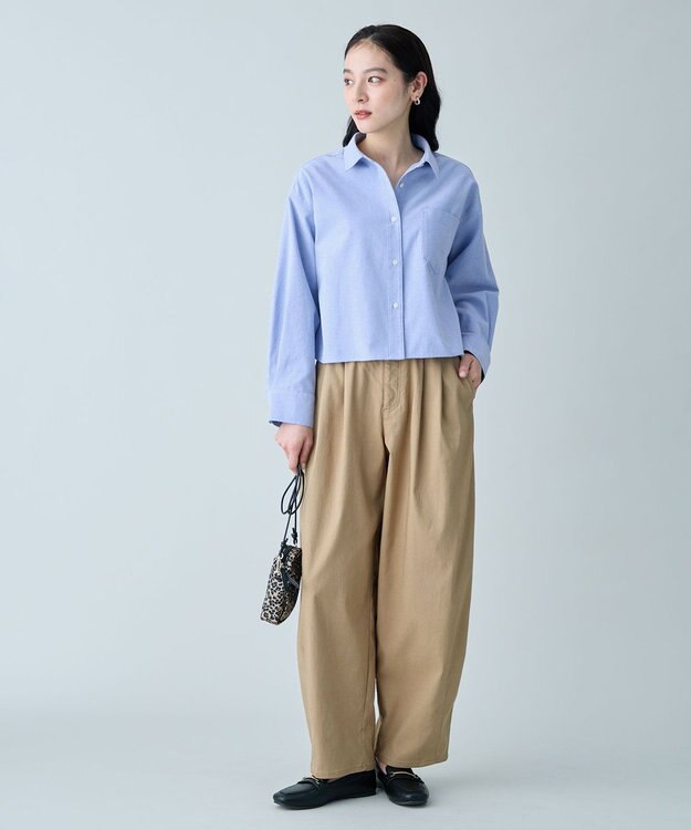 ANY L チノライクタックバレルパンツ キャメル