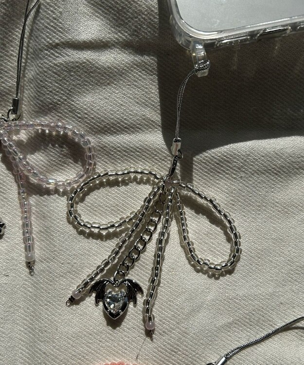 WEGO リボンビーズストラップキーホルダー 柄1