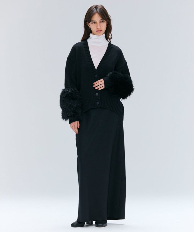 BEIGE， 【VERY NaVY12月号掲載】MONTAIGNE / イージーウエストウールロングスカート Black