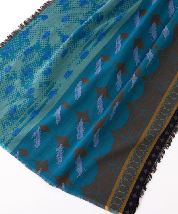 POLS コットン・キュプラ MIXTURE　フサスカーフ ブルー