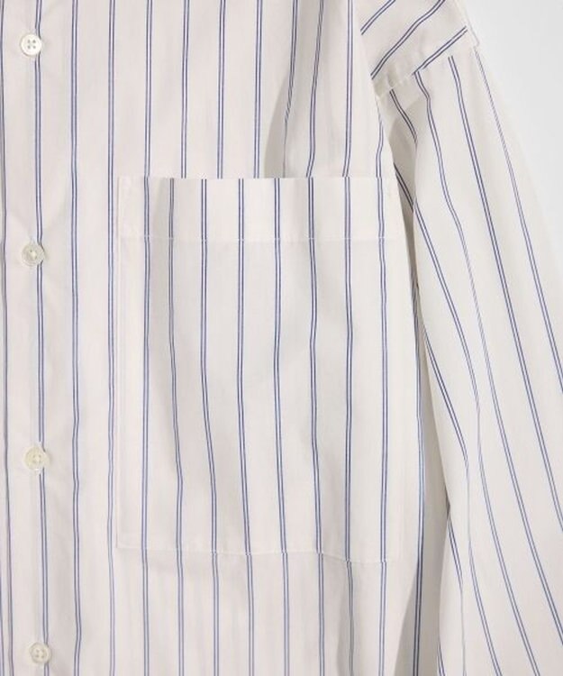LENO BAND COLLAR SHIRTS 《UNISEX》 バンドカラーシャツ WHITE STRIPE