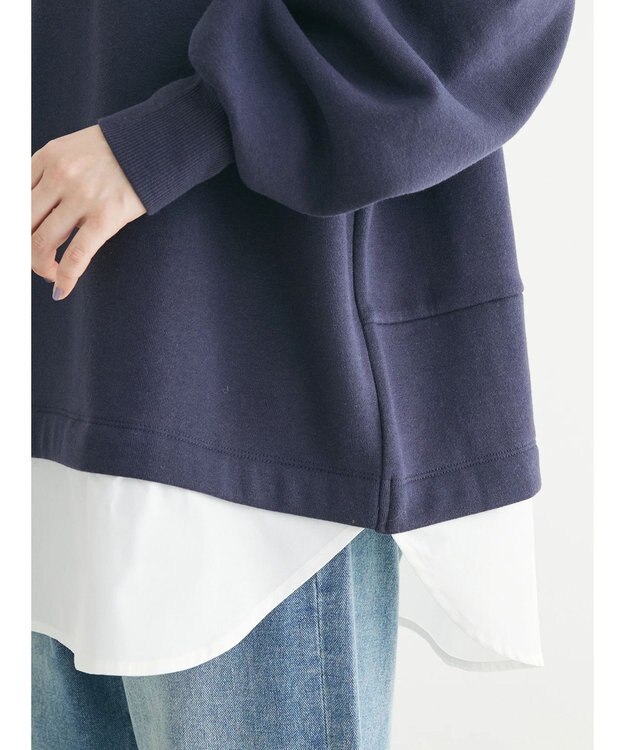 Green Parks 裏起毛ドッキングチュニック Navy