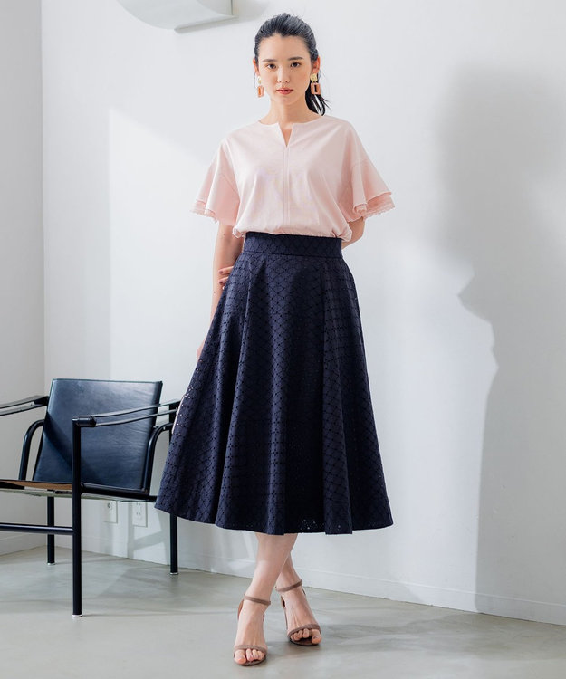 組曲 【洗える】パッチワークレース スカート ブラック系