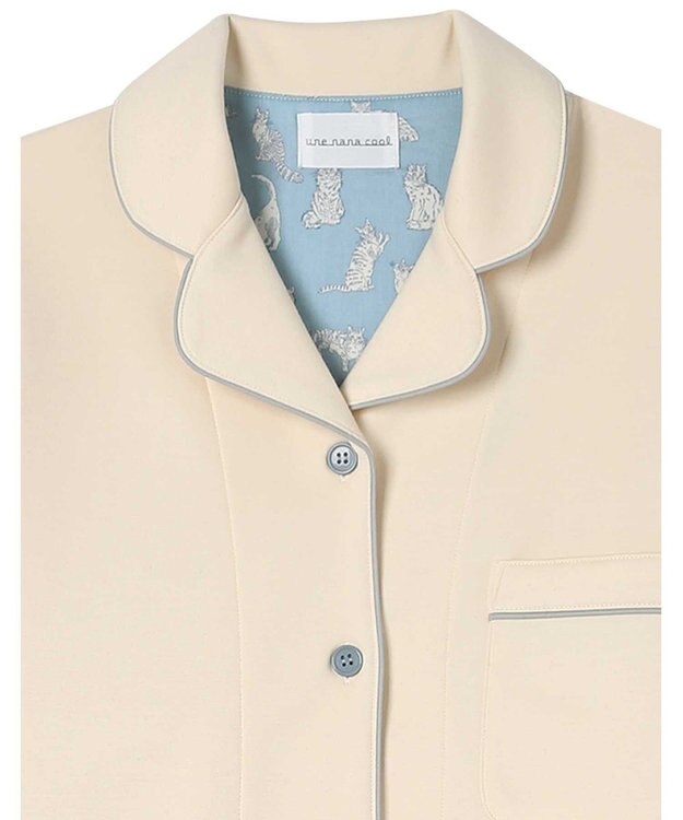 une nana cool 【綿混】ハイゲージダブルエアー 長袖開襟パジャマ MADE WITH LIBERTY FABRIC クリーム