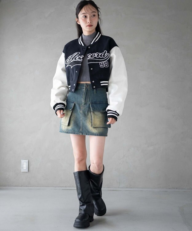 WEGO スタジアムロゴショートスタジャン ブラック