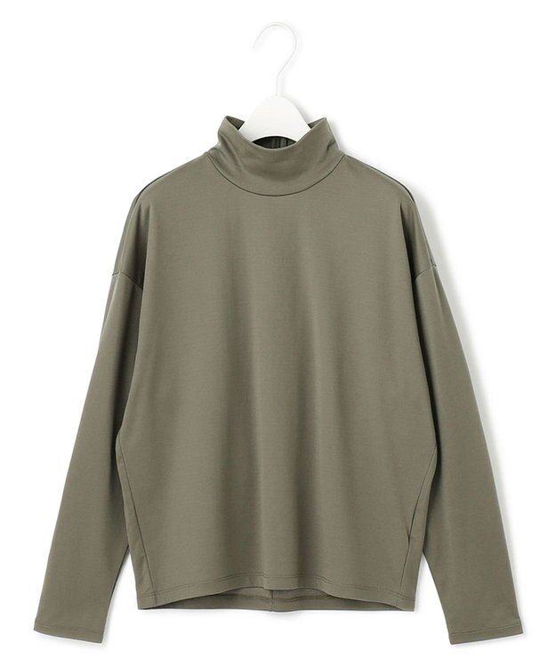 ICB 【洗える】リバーストレッチジャージー ハイネックプルオーバー アッシュカーキ系