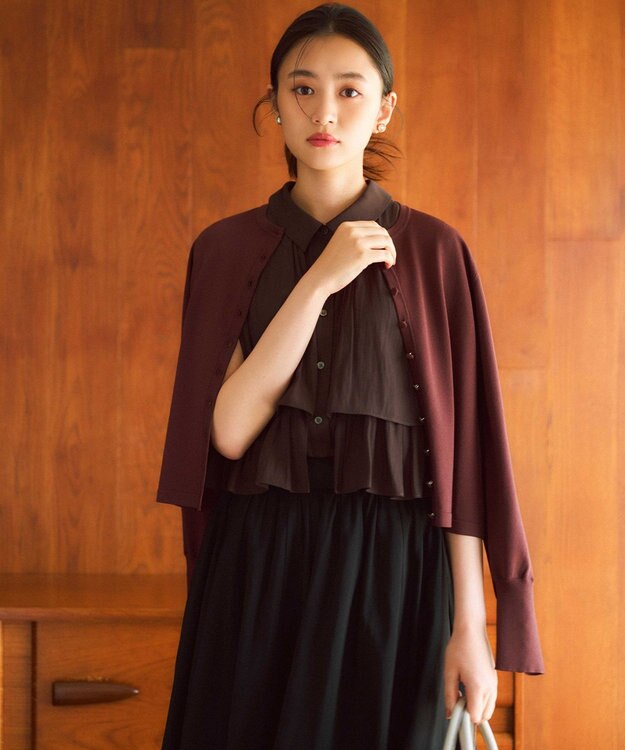 組曲 クルミボタン ニットカーディガン ブラウン系