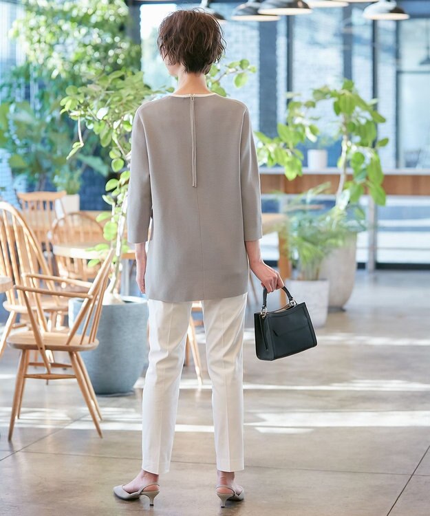 自由区 L 【洗える/セット着用可】ドライコットンハイゲージブラウスライク ニット ベージュ系