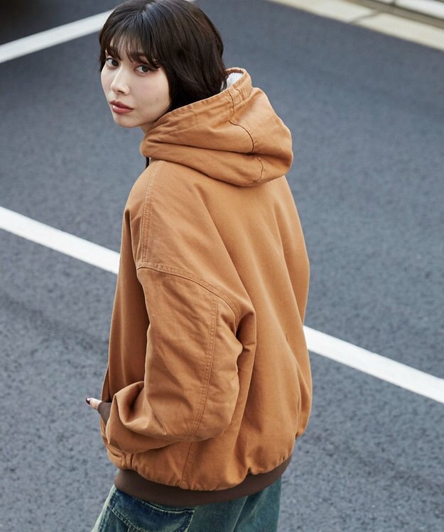 WEGO 【ユニセックス着用ITEM】ワーカーズボアフードブルゾン ブラウン