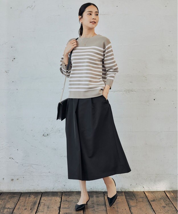 自由区 S 【WEB限定カラーあり・洗える】ドライコットンハイゲージプルオーバー ニット [WEB限定]ベージュ×オフ