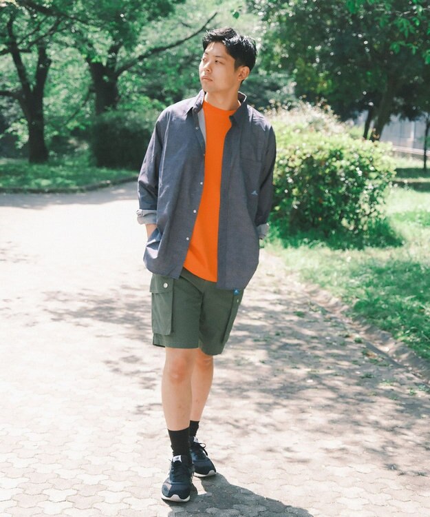 SHARE PARK MENS 【UVカット・撥水・ストレッチ】イージーデニムレギュラーカラーシャツ ネイビー系