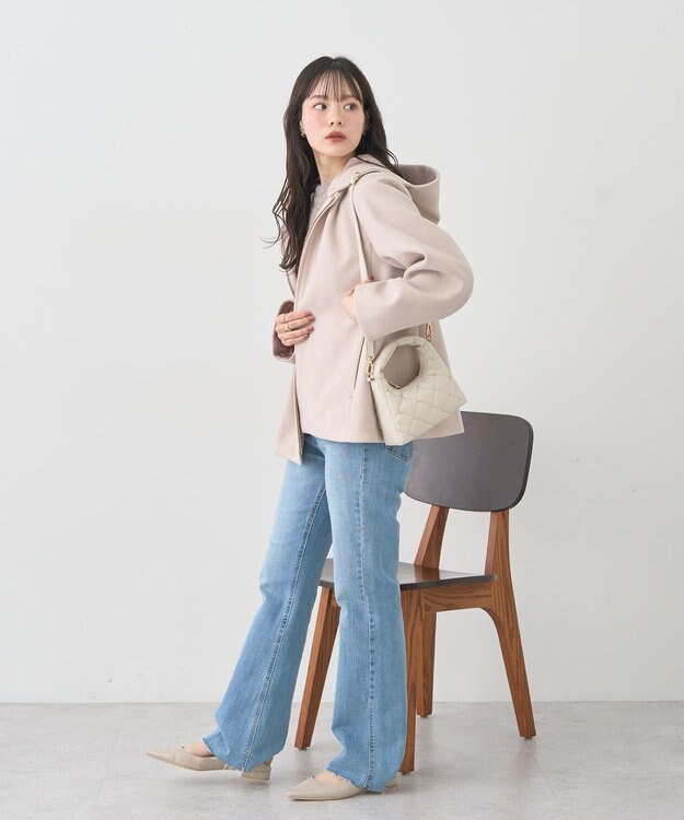 earth music&ecology 【フード取り外し可】2WAYフードコート Light Beige