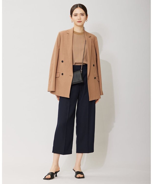 ICB 【WEB限定カラーあり】FluidBackSatin ワイドクロップドパンツ ネイビー系