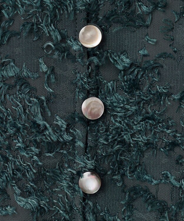 23区 L 【洗える】シアーカットジャカード ブラウス パイングリーン系