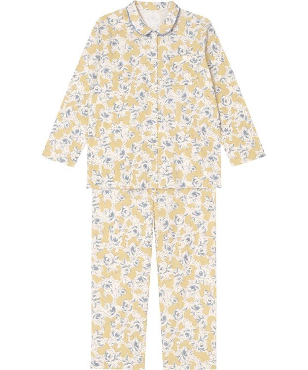 Wing パジャマ 長袖 長ズボン 綿100％(肌側) ふんわりやわらか素材 保温性 ゆったりシルエット シャツタイプ レディース EP5067 ウイング／ワコール ベージュ