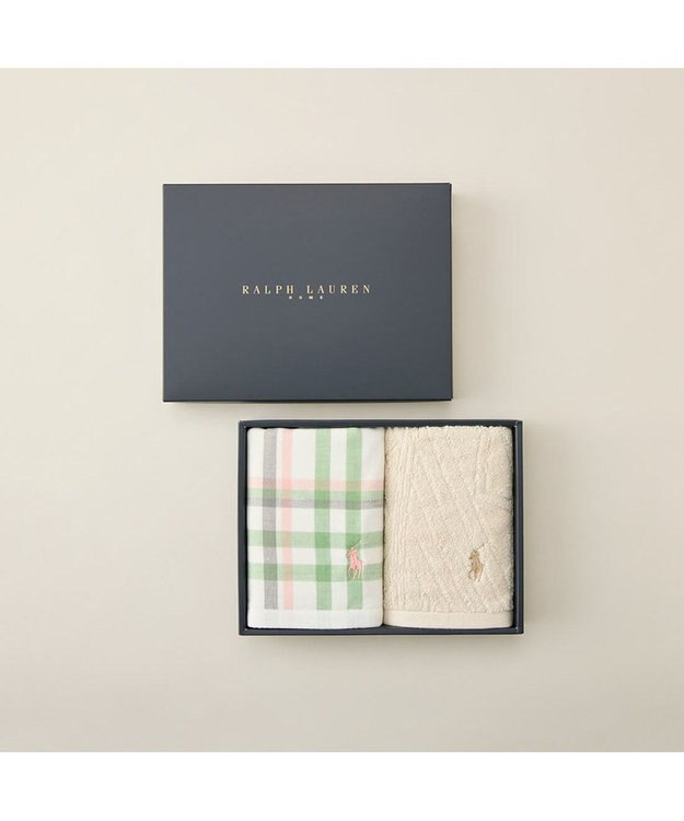 PRESENTERS ROOM POLO RALPH LAUREN HOME(ポロ ラルフ ローレン ホーム) / ESTELLA PLAID ウォッシュタオルギフトセット(SAGE) -