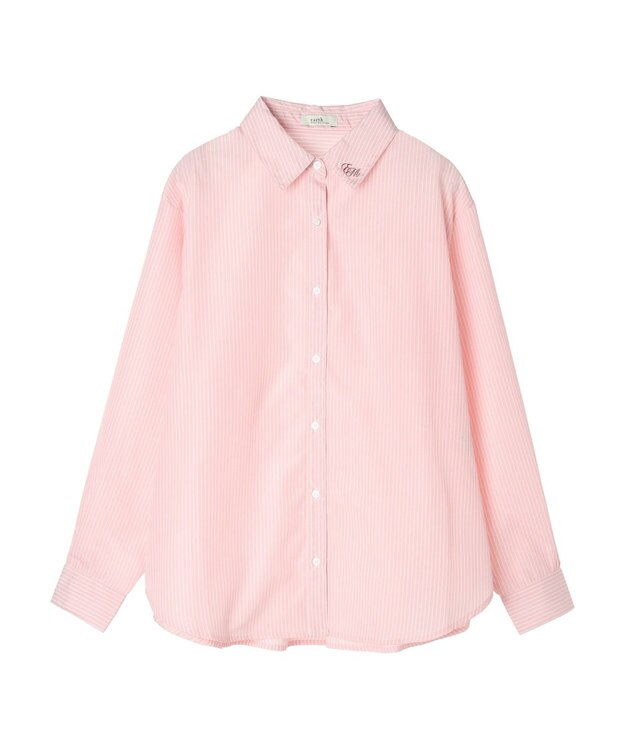 earth music&ecology ワンポイントロゴシャツ Stripe Pink