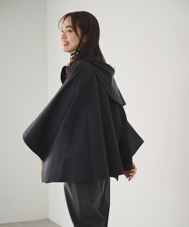 #Newans 【撥水】ラップストールケープトレンチコート ブラック