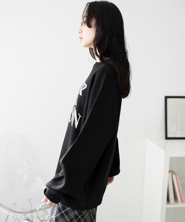 WEGO ウェーブロゴジャガードニットプルオーバー ブラック