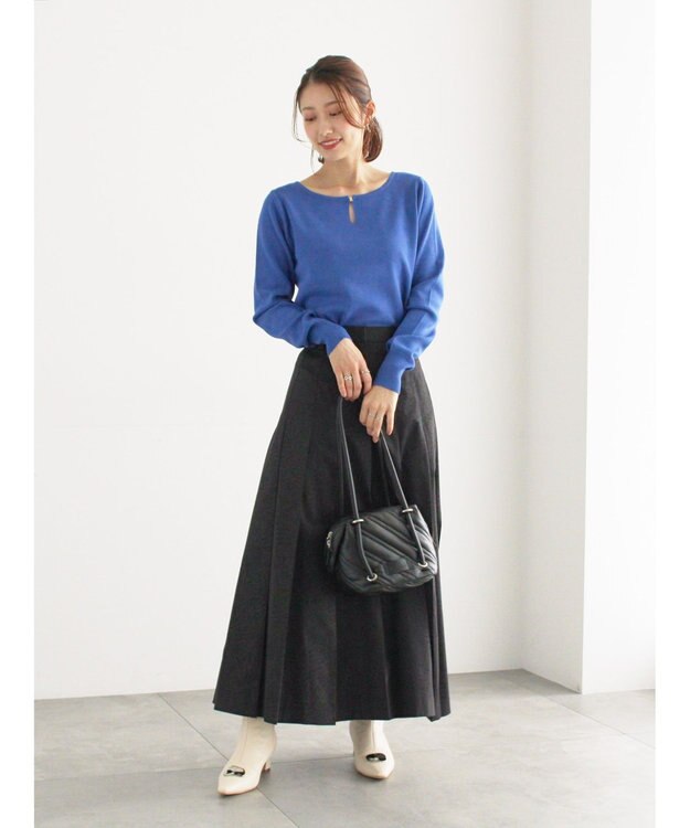 Te chichi スクエアチャームキーネックプルオーバー ブルー