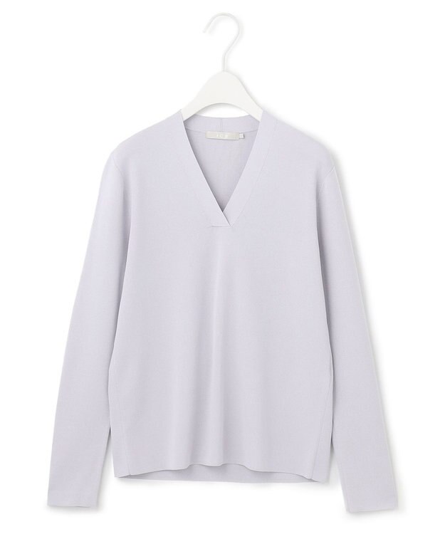 ICB 【洗える】 シンセティックフルニードル Vネックプルオーバー ライラックグレー系