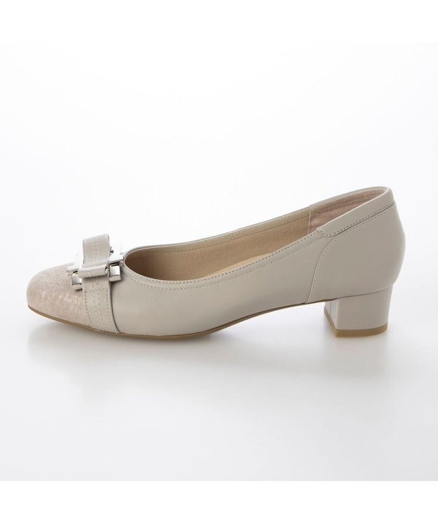 Riz raffinee 【3E】バックルリボンモチーフパンプス ライトグレービ―