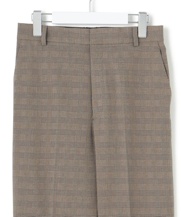 23区 S 【洗える】ドライ2WAYストレッチ チェック テーパードパンツ ダークブラウン系