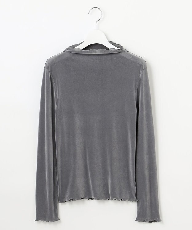 Feroux 【洗える】ベロア ハイネックトップス ライトグレー系