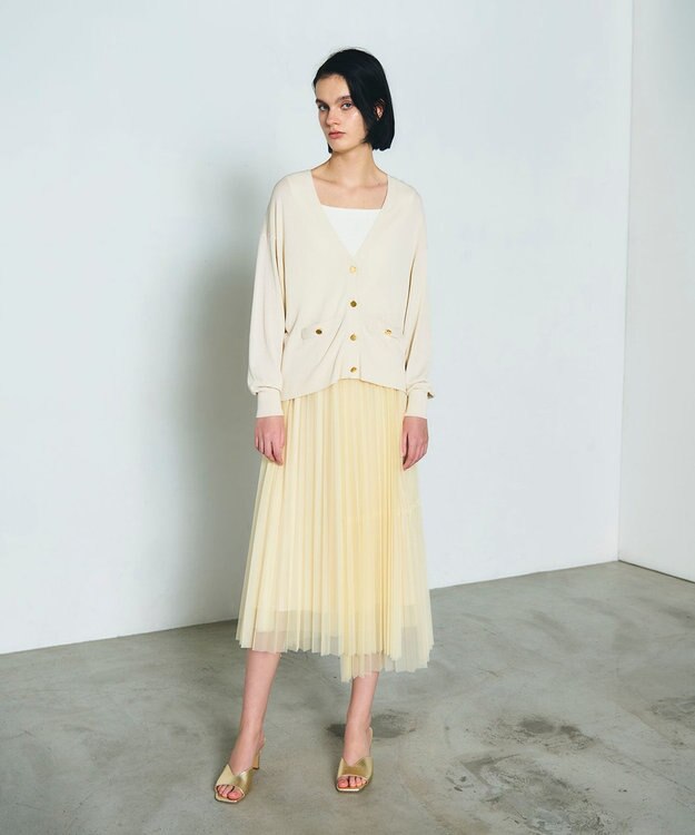 GRACE CONTINENTAL ティアードラップチュールスカート イエロー