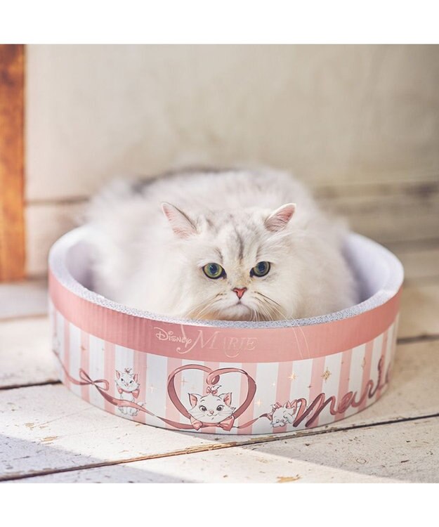 PET PARADISE  ディズニー マリー 丸型 猫爪とぎ ダンボール 《帽子箱風》 帽子箱風