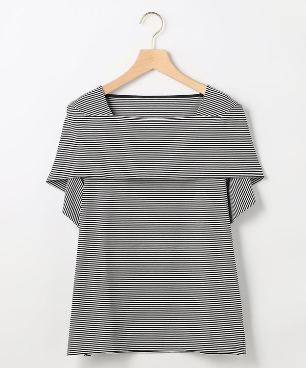 組曲 L 【先行予約】GIZAコットンオフショルダー カットソー ネイビー×オフ系2