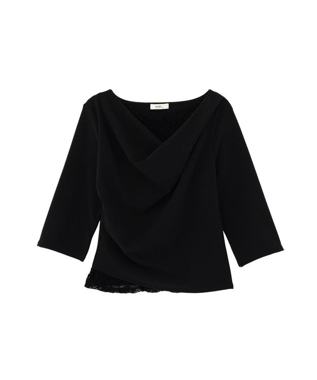 earth music&ecology レースレイヤードドレーププルオーバー Black