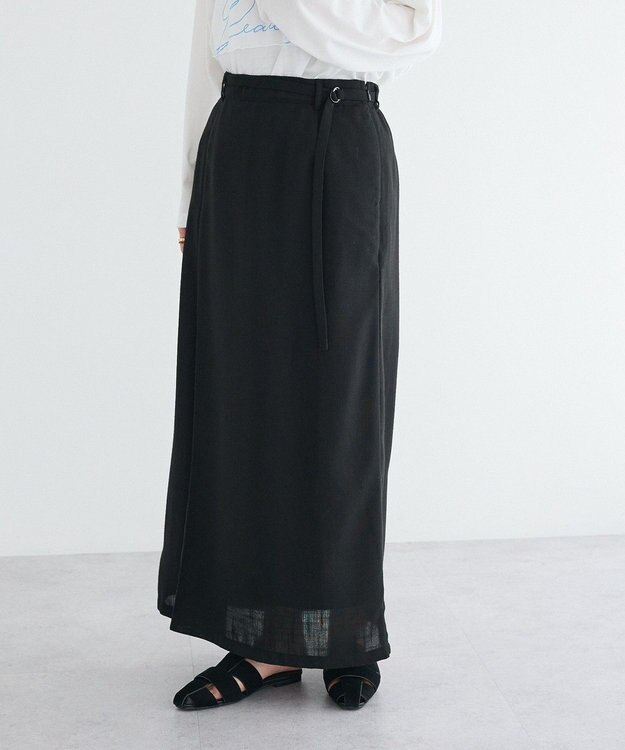 CRAFT STANDARD BOUTIQUE リネンライクラップ風スカート Black