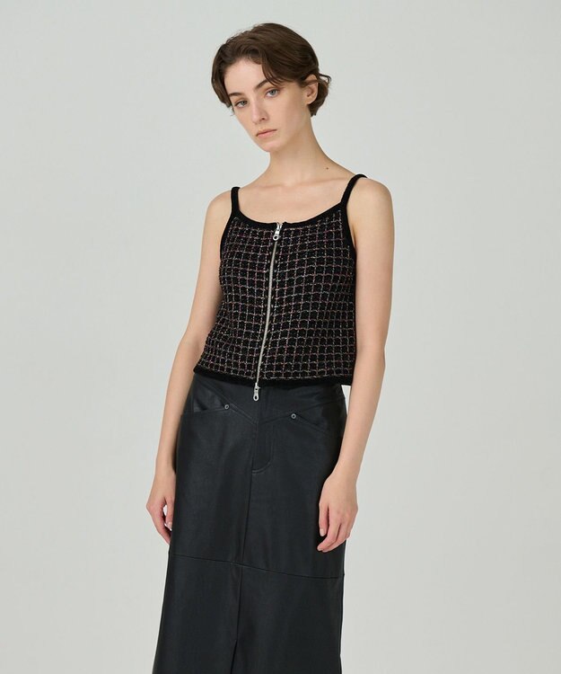 GRACE CONTINENTAL ツイードニットキャミ ブラック