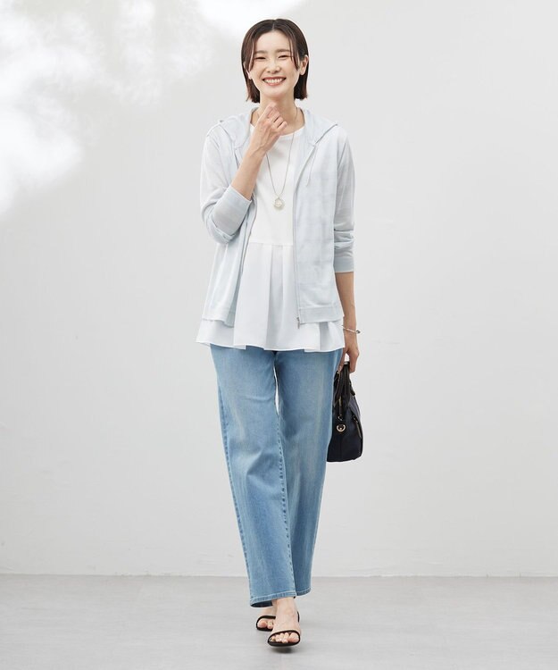 J.PRESS LADIES 【洗える】シアーライトパーカー ライトサックス系