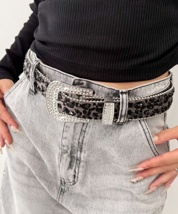 WEGO Lビジューラメシャギーベルト 柄3