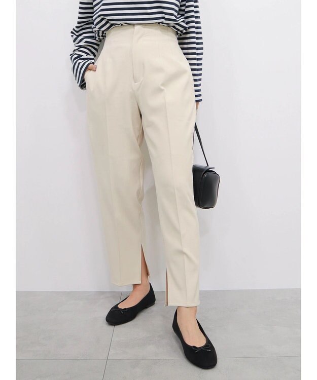 Green Parks 裾スリット／選べる美脚みえパンツ Ecru