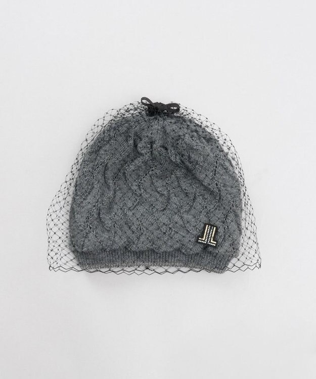 AURORA 【 LANVIN COLLECTION（ランバン コレクション） 】ベール付きリバーシブルニットワッチ ミディアムグレー