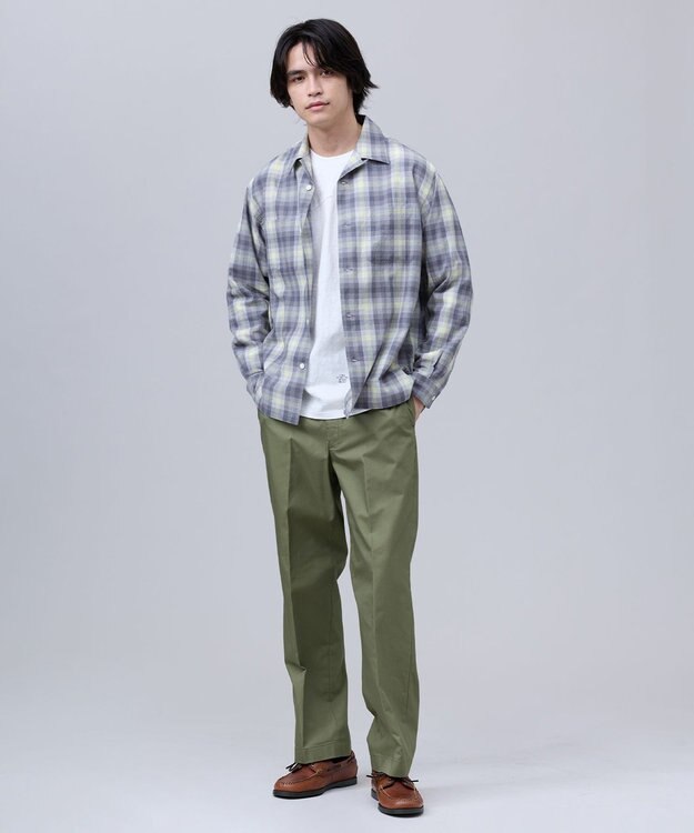 J.PRESS MEN 【J.PRESS ORIGINALS】【UNISEX】Indian Madras Open Shirts / Baggy-Fit ライトグレー系4
