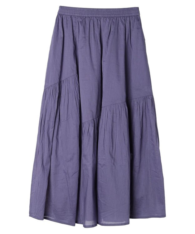 earth music&ecology コットンボイルランダム切替フレアスカート Purple