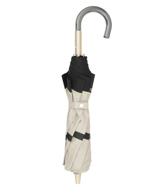 MOONBAT FURLA 晴雨兼用日傘 折りたたみ傘 シャンブレー切継 ／遮光 遮熱 UV ブラック