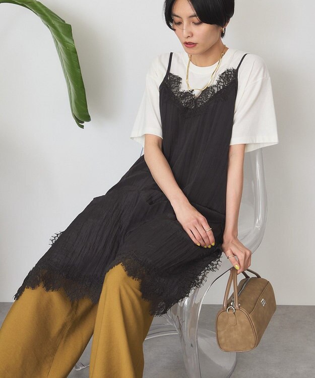 AMERICAN HOLIC ランジェリーレースキャミワンピース Black