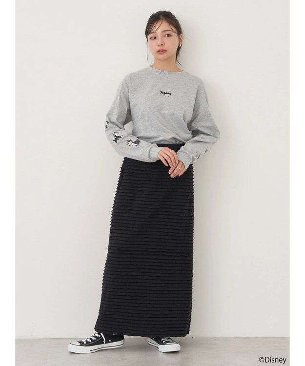 earth music&ecology Ｄｉｓｎｅｙ／袖プリントフィガロロンＴ Gray Mixture