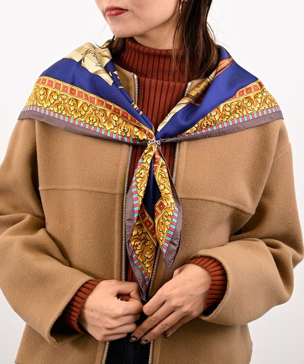 Marca 【伝統横濱スカーフ】演奏会  大判 シルクツイル スカーフ ダークネイビー