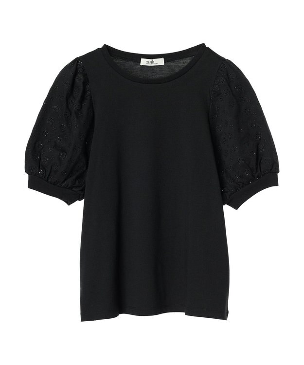 earth music&ecology フラワーレースプルオーバー Black