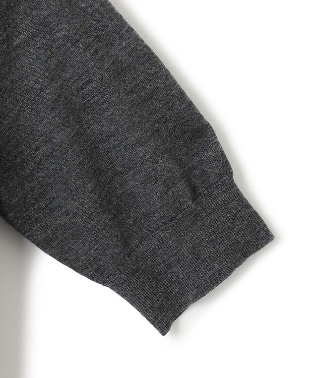 23区 【洗える/アンサンブル対応】サステナブルウール 半袖バイカラー ニット チャコールベース